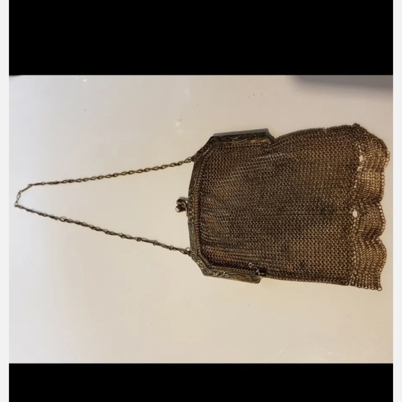 Vintage Antique Whiting & Davis Flapper Purse Link Bag With Clasp - Picture 4 of 8